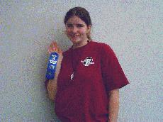 Mary displays her ribbon